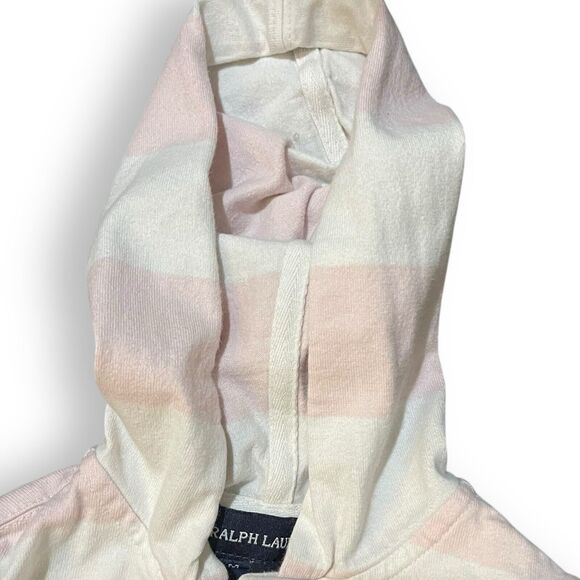 Ralph Lauren Hoodie Sweatshirt Baby Girls 18 Months Pink White Henley Casual - Picture 5 of 7